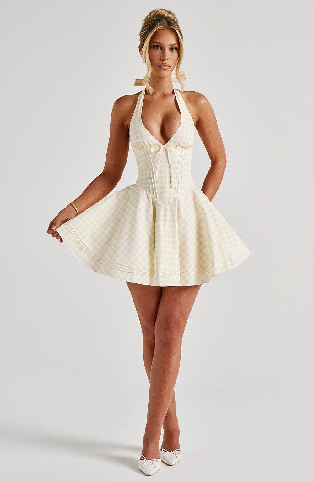 Doris Mini Dress - Lemon Gingham Product Image