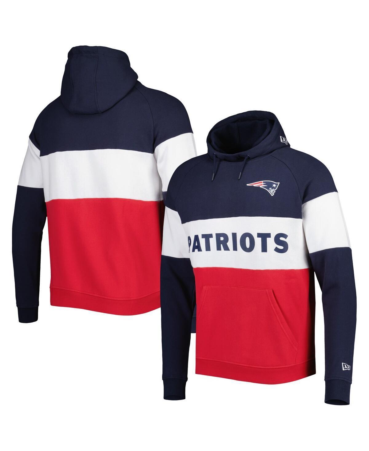 Men's New Era Red New England Patriots Colorblock Current Pullover Hoodie, Size: 2XL Product Image