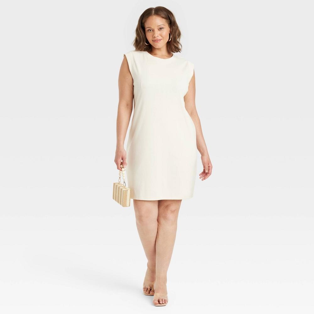 Womens Short Sleeve Semi-Sheer Jacquard Blouse - A New Day White Product Image