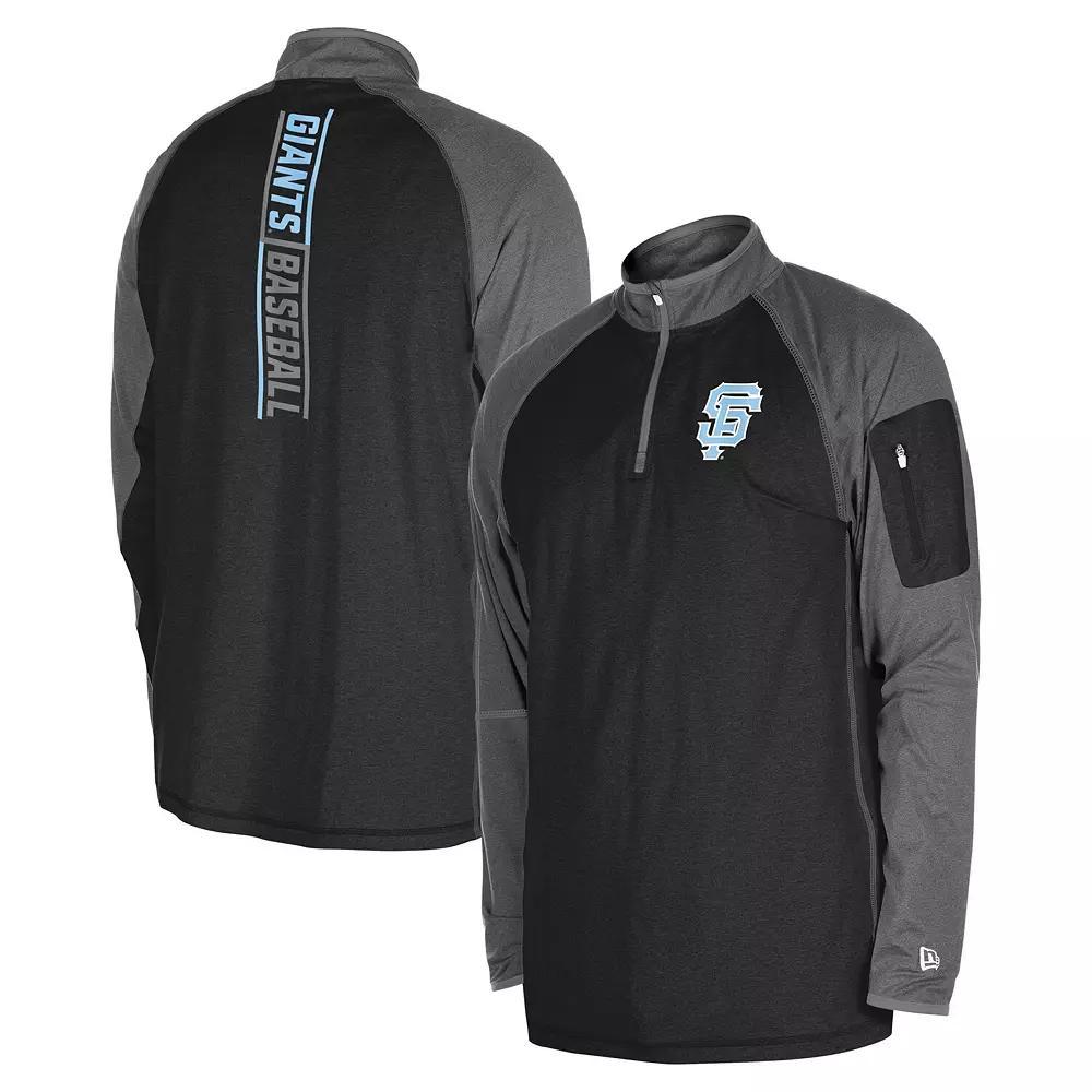 Men's New Era Black San Francisco Giants Father's Day Raglan Quarter-Zip Top, Size: Medium Product Image