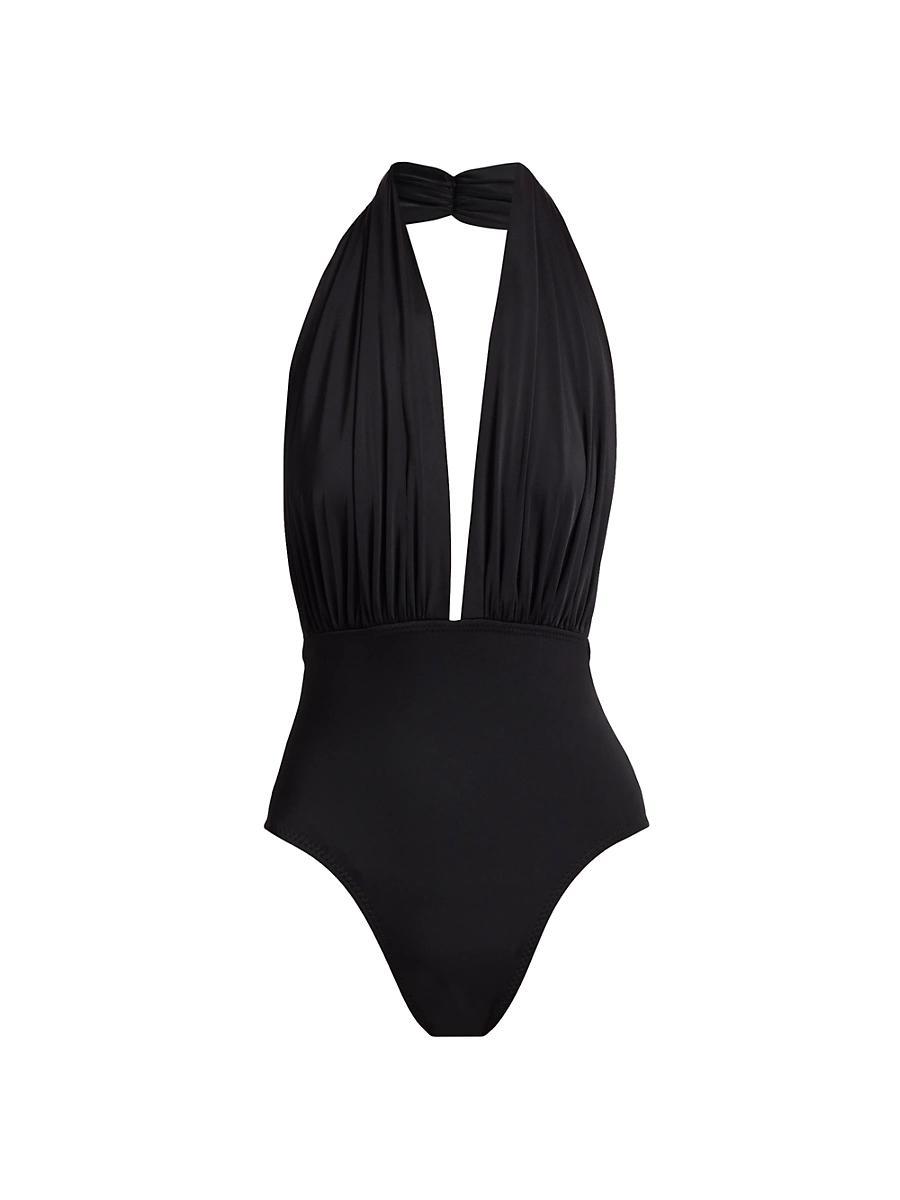 Norma Kamali Halter Low Back One Piece Swimsuit Product Image