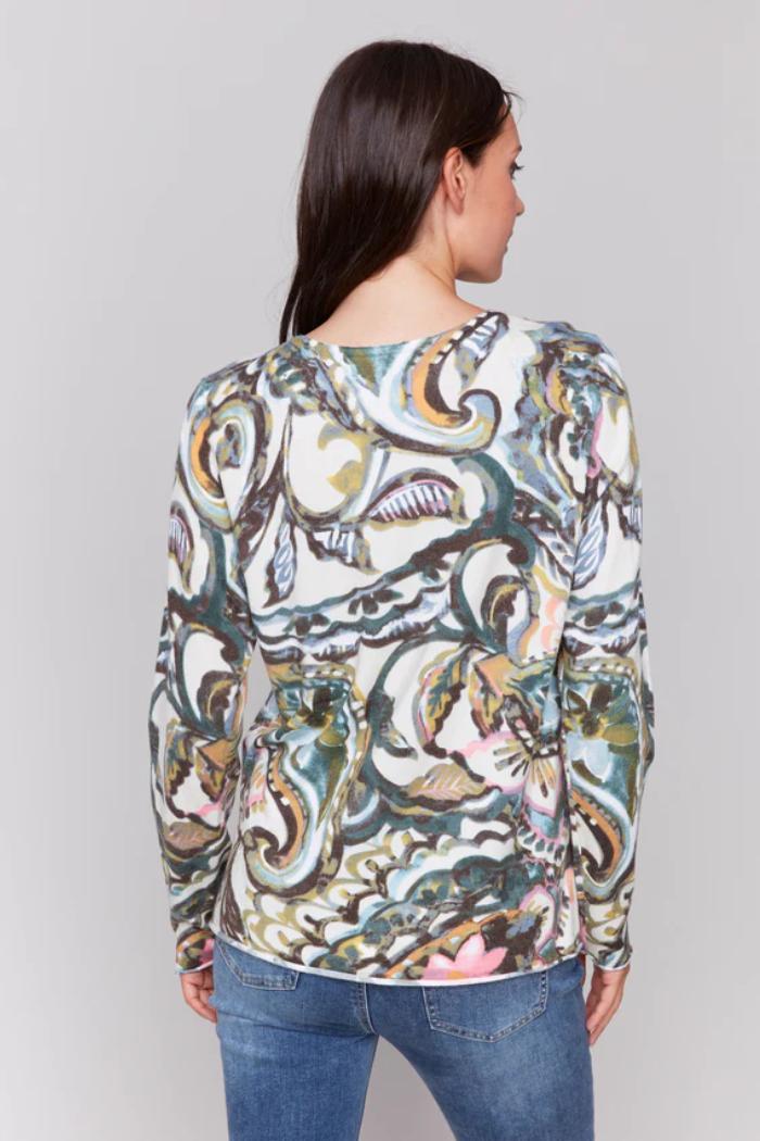 Printed V-Neck Sweater Product Image