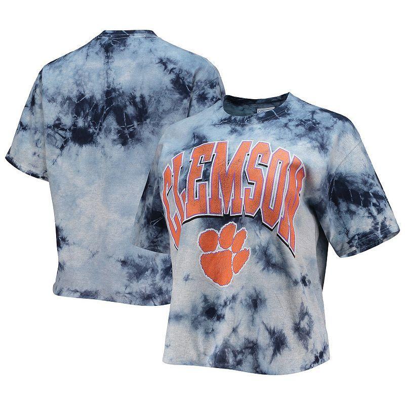 Womens 47 /Navy Clemson Tigers Vintage Tubular Tie-Dye Crop T-Shirt Product Image
