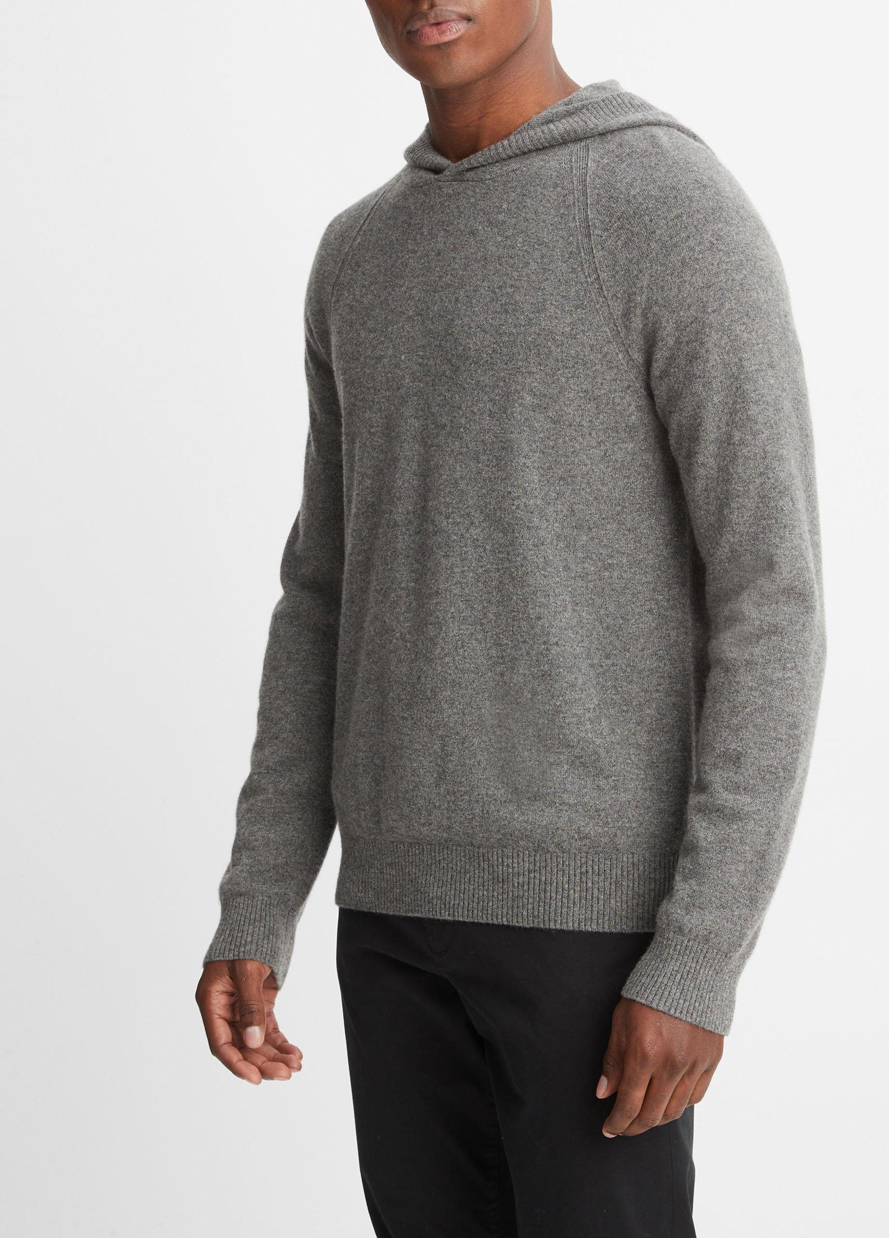 Mens Wool Cashmere Pullover Hoodie, Medium Heather Grey, Size XXL Vince Product Image