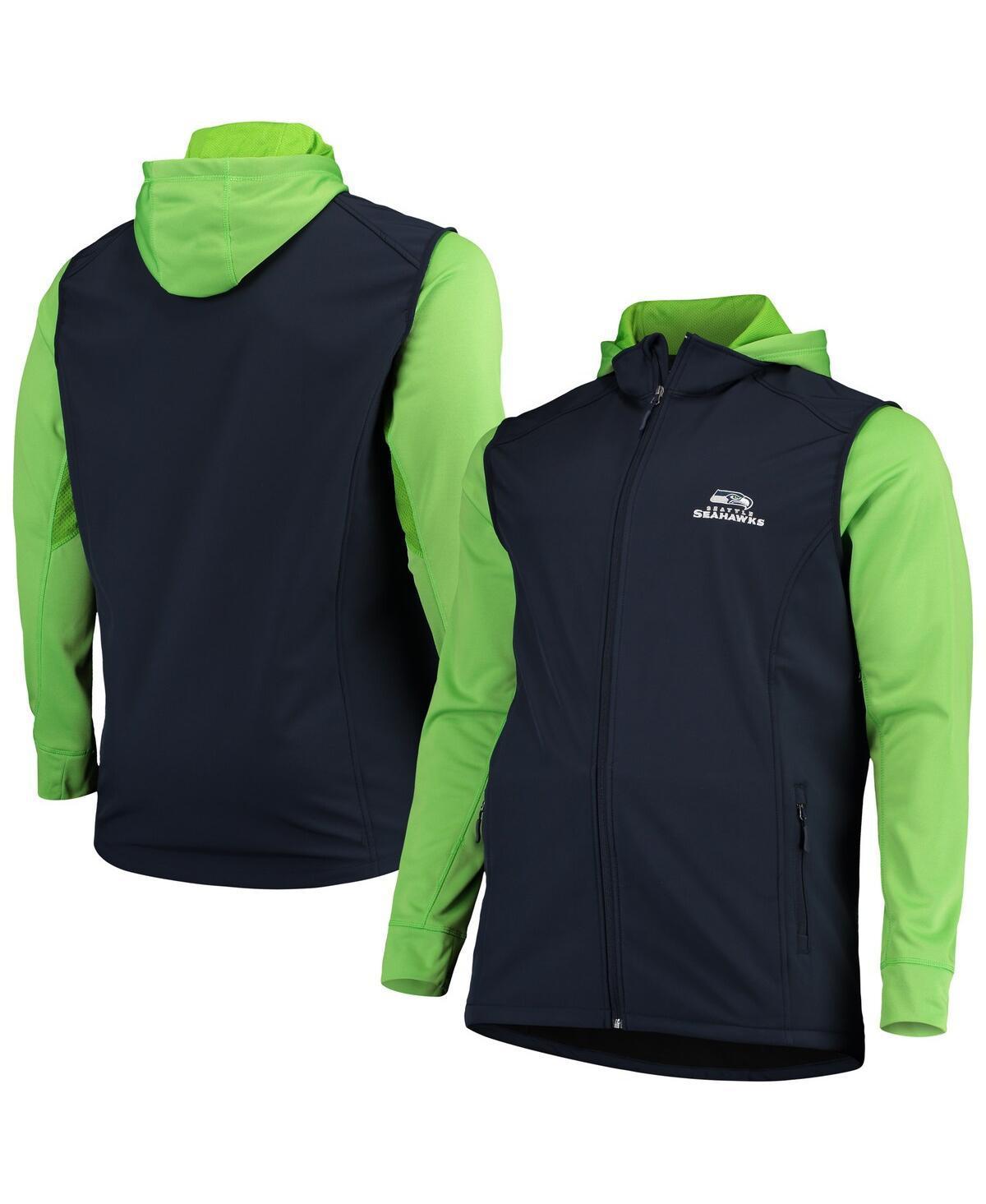 Men's Dunbrooke College Navy/Neon Green Seattle Seahawks Big & Tall Alpha Full-Zip Hoodie Jacket, Size: XLT, Blue Product Image