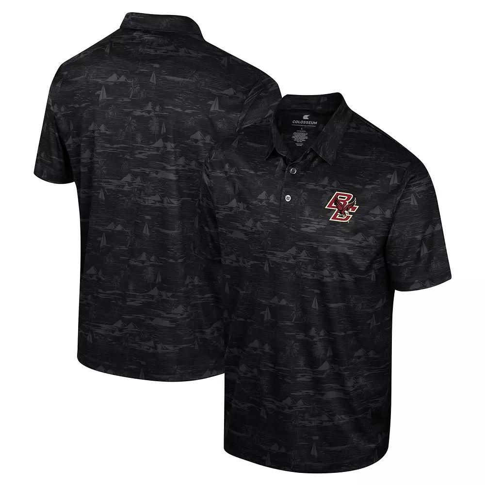 Men's Colosseum Black Boston College Eagles Daly Print Polo, Size: XXL Product Image