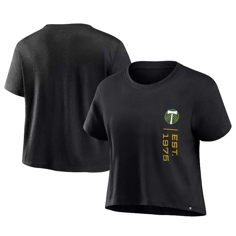 Women's Fanatics Black Portland Timbers Chip Pass Fashion Cropped T-Shirt, Size: Large Product Image