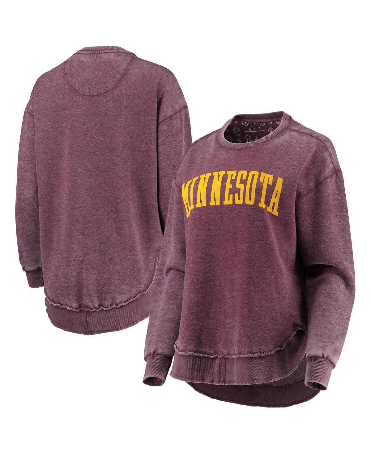 Women's Pressbox Maroon Minnesota Golden Gophers Vintage Wash Pullover Sweatshirt, Size: Small, Red Product Image
