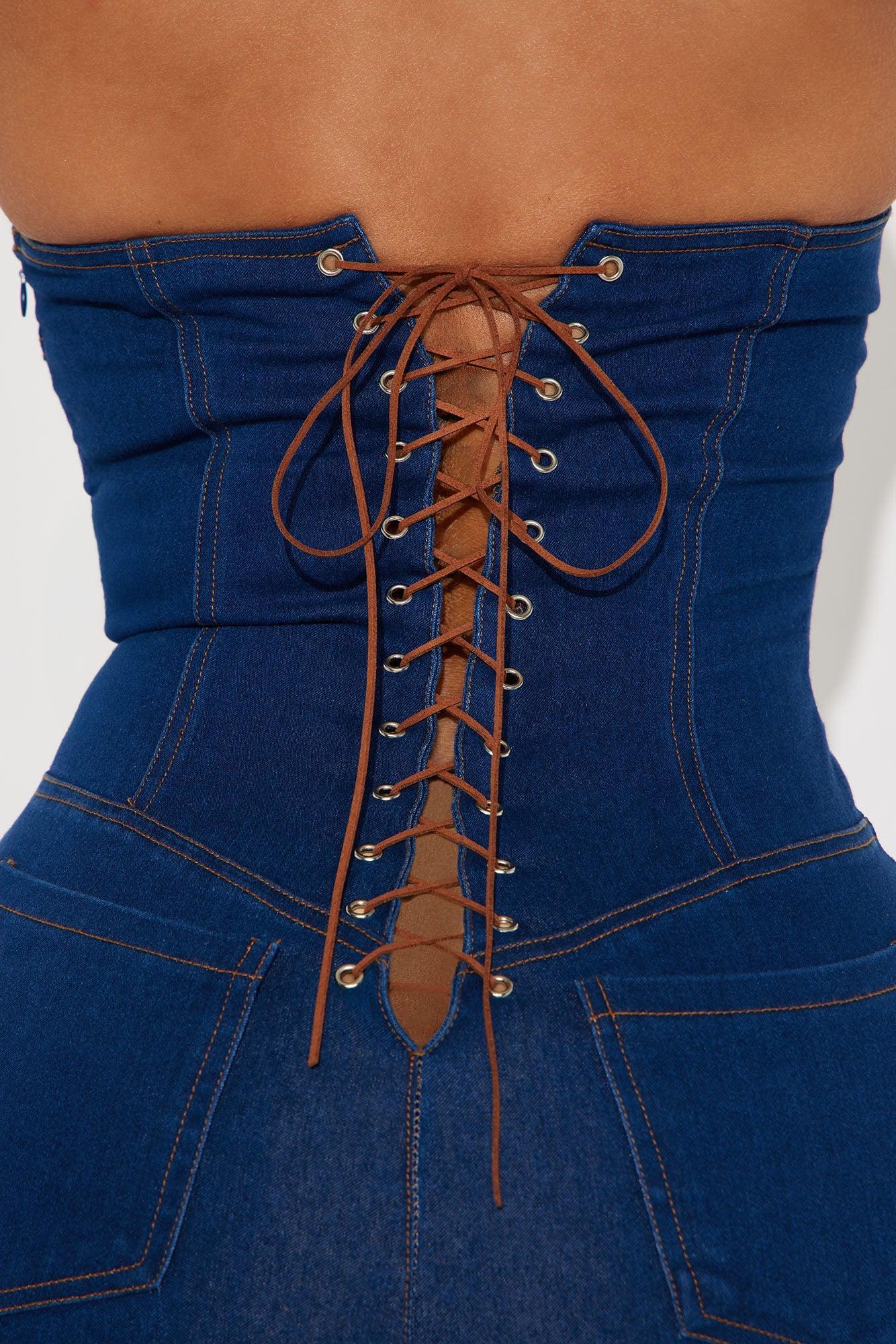 Delilah Denim Jumpsuit - Dark Wash Product Image