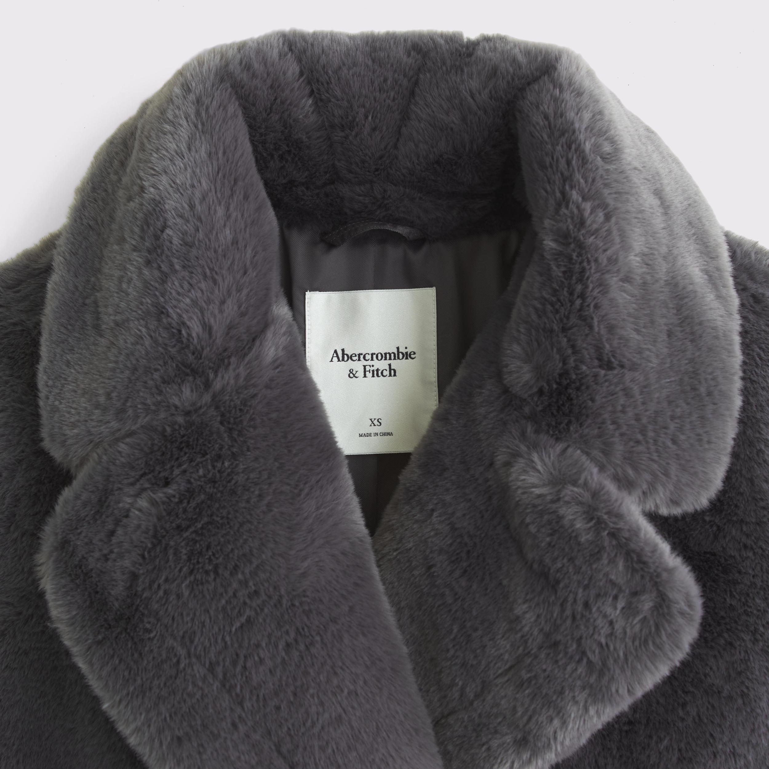 Double-Breasted Faux Fur Coat Product Image