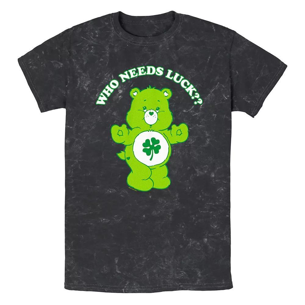 Men's Care Bears Who Needs Luck? Mineral Wash Graphic Tee, Size: Medium, Black Product Image