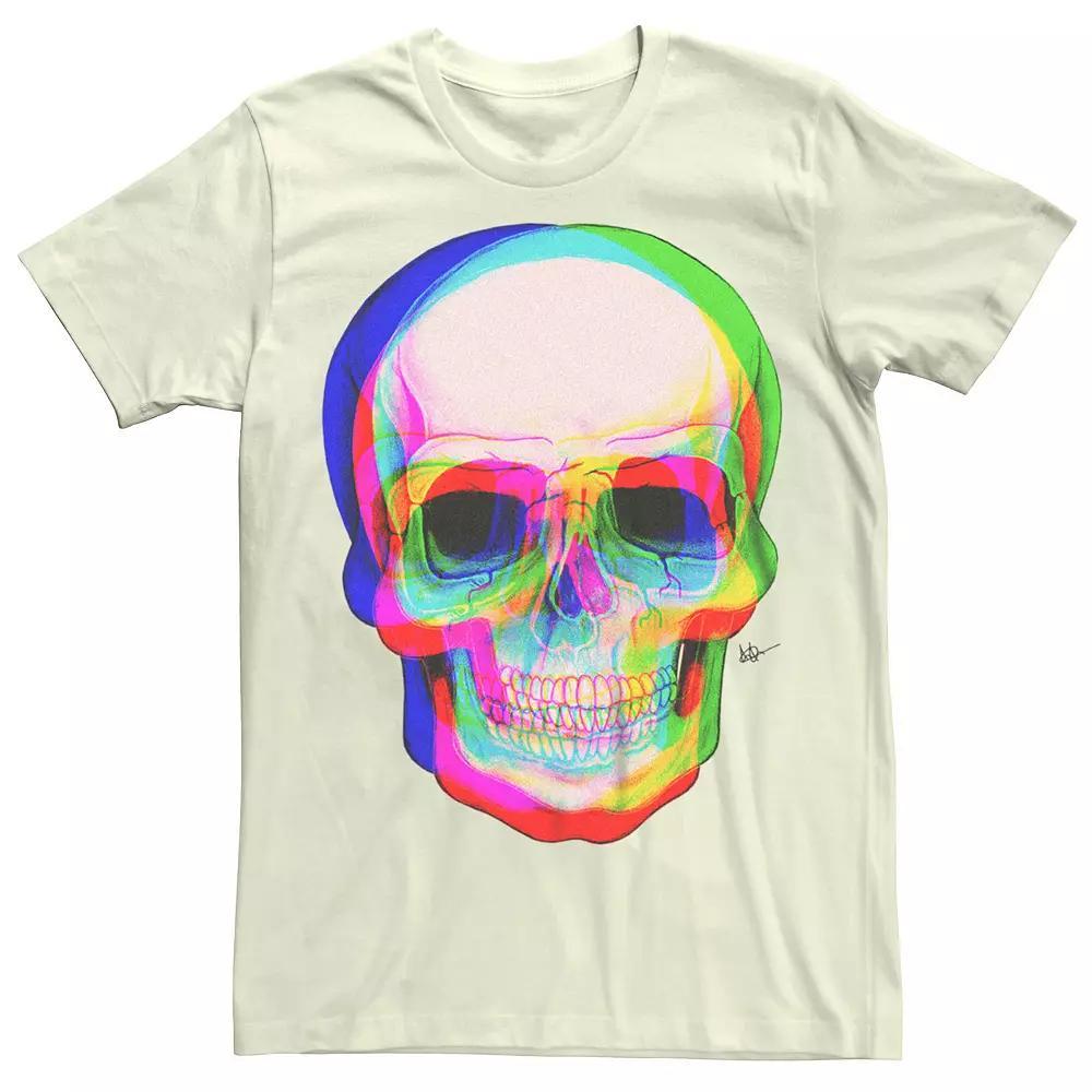 Men's 3D Skull Graphic Tee, Size: XS, White Product Image