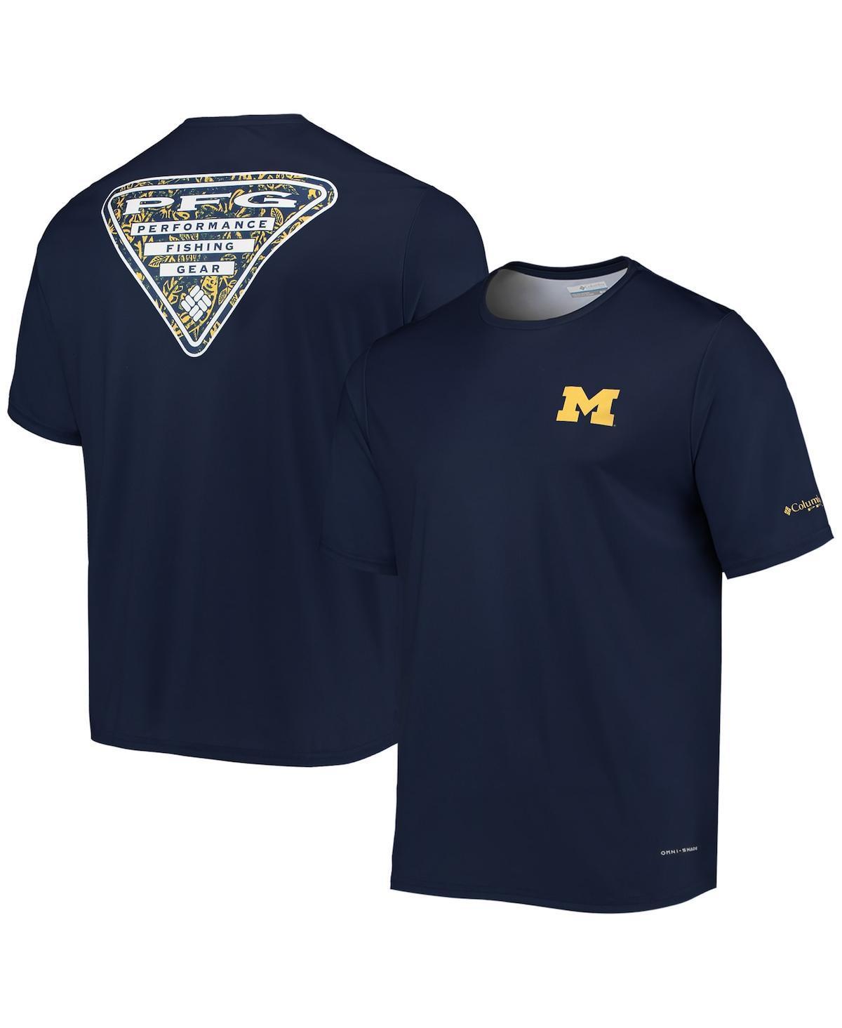 Men's Columbia Navy Michigan Wolverines Terminal Tackle Omni-Shade T-Shirt, Size: Large, Blue Product Image