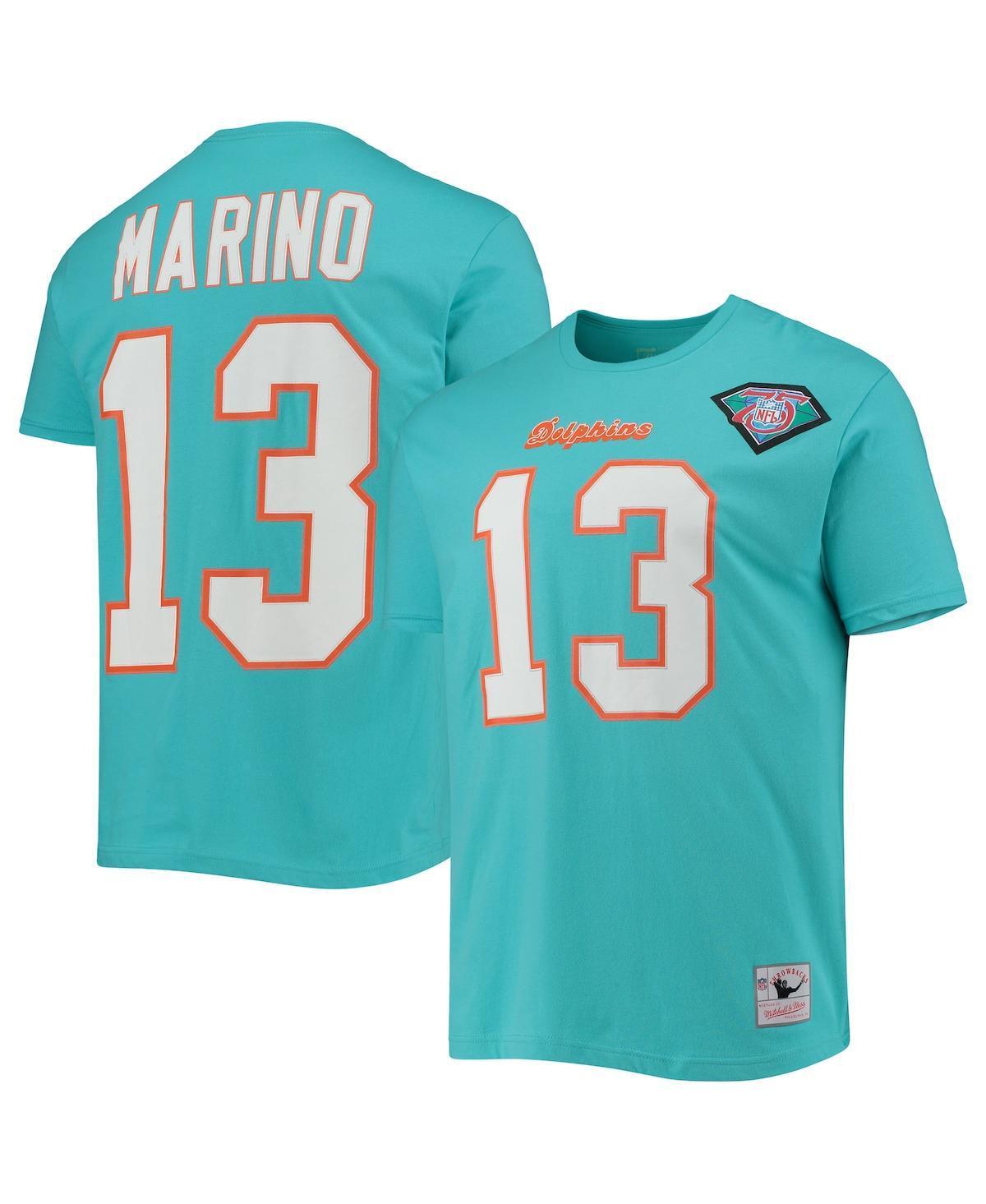 Mens Mitchell & Ness Miami Dolphins Dan Marino Aqua Retired Player Name & Number T-Shirt Turquoise A Product Image