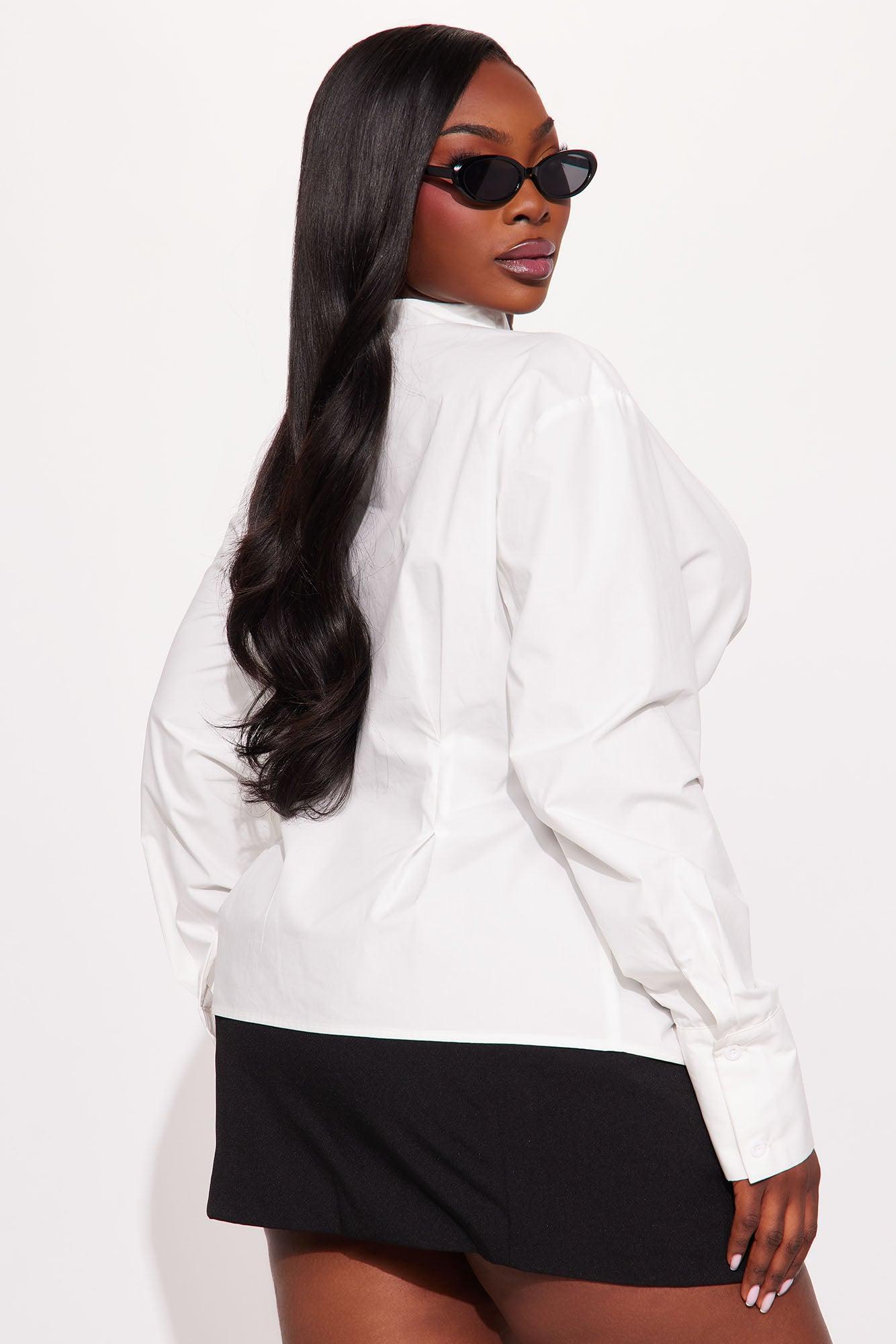 A Little Twisted Mock Neck Top - White Product Image