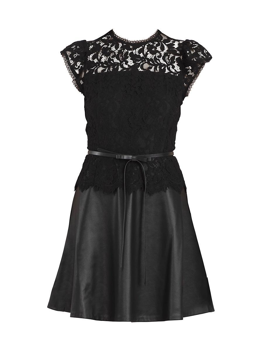 Womens Bentley Lace & Faux Leather Minidress Product Image
