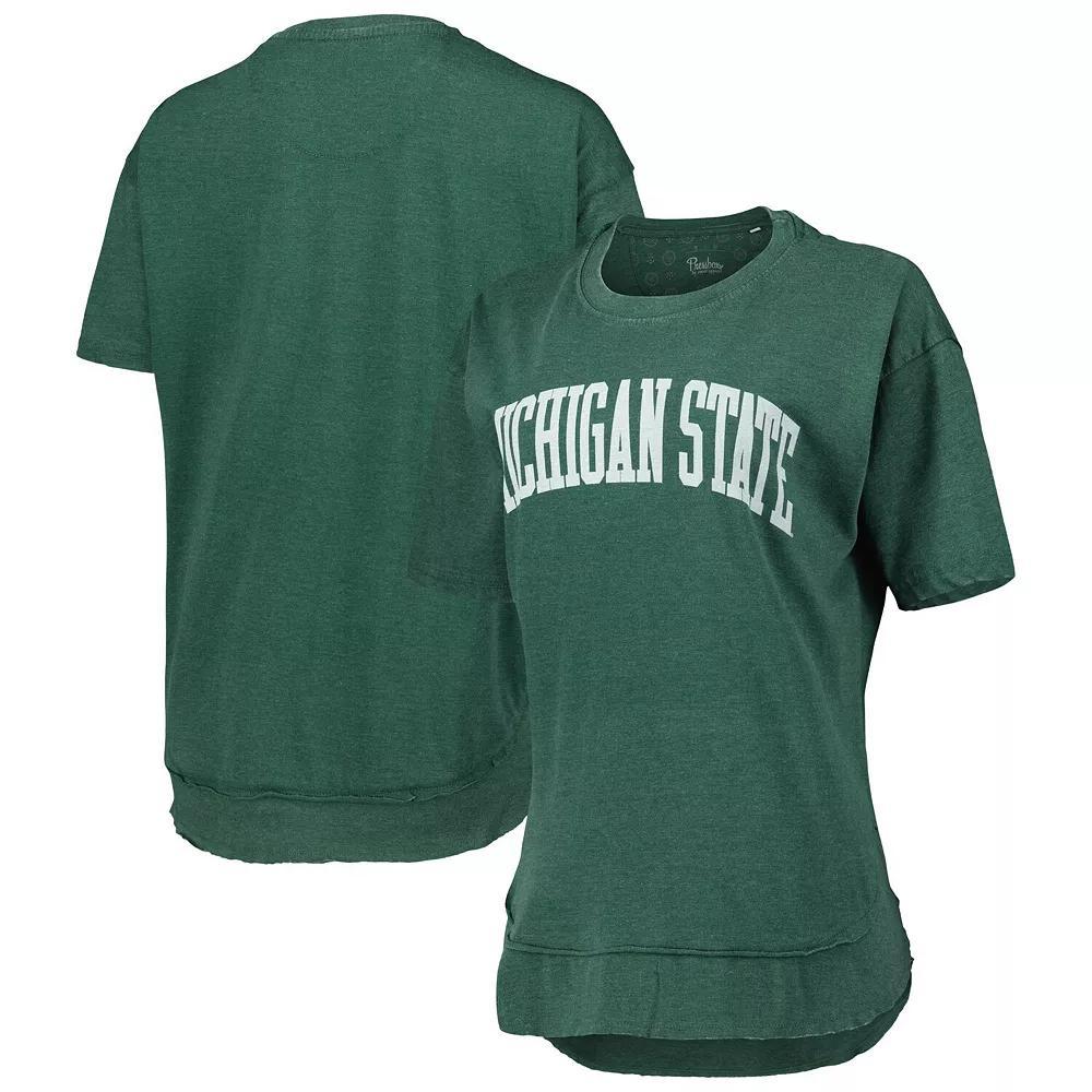 Women's Pressbox Heathered Green Michigan State Spartans Arch Poncho T-Shirt, Size: Medium Product Image
