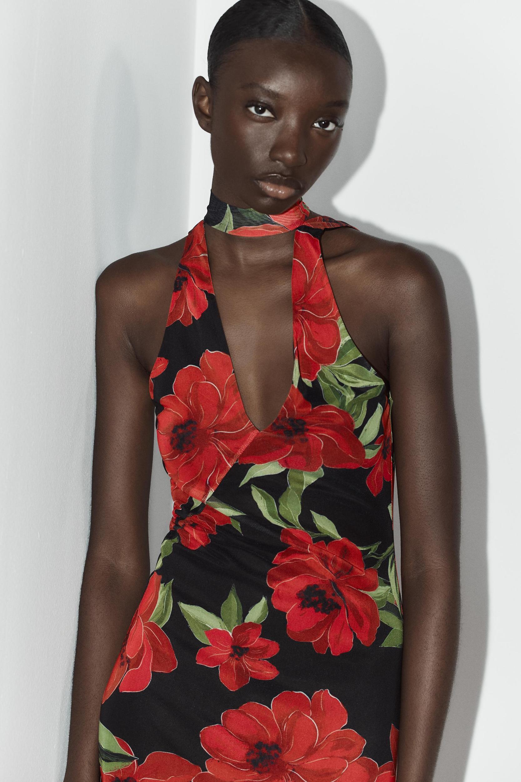 FLORAL PRINT TULLE SCARF DRESS Product Image