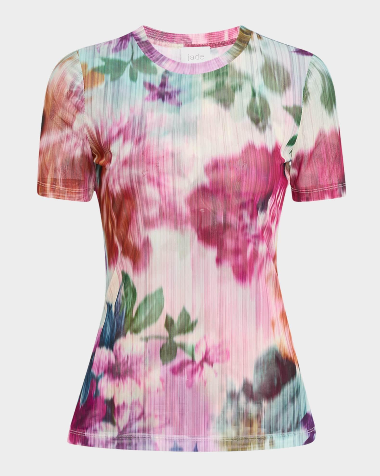 Eleanor Crewneck Floral-Print Mesh Tee Product Image