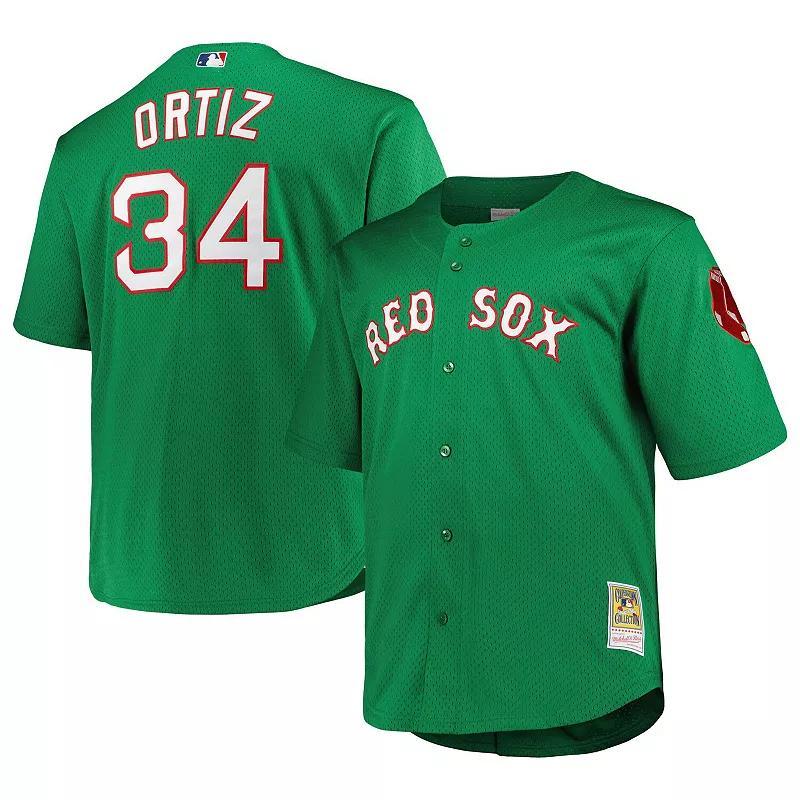 Men's Mitchell & Ness David Ortiz Kelly Green Boston Red Sox Big & Tall Cooperstown Collection Mesh Batting Practice Jersey, Size: 5XB Product Image
