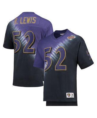Men's Mitchell & Ness Ray Lewis Purple/Black Baltimore Ravens Retired Player Name & Number Diagonal Tie-Dye V-Neck T-Shirt, Size: Medium Product Image