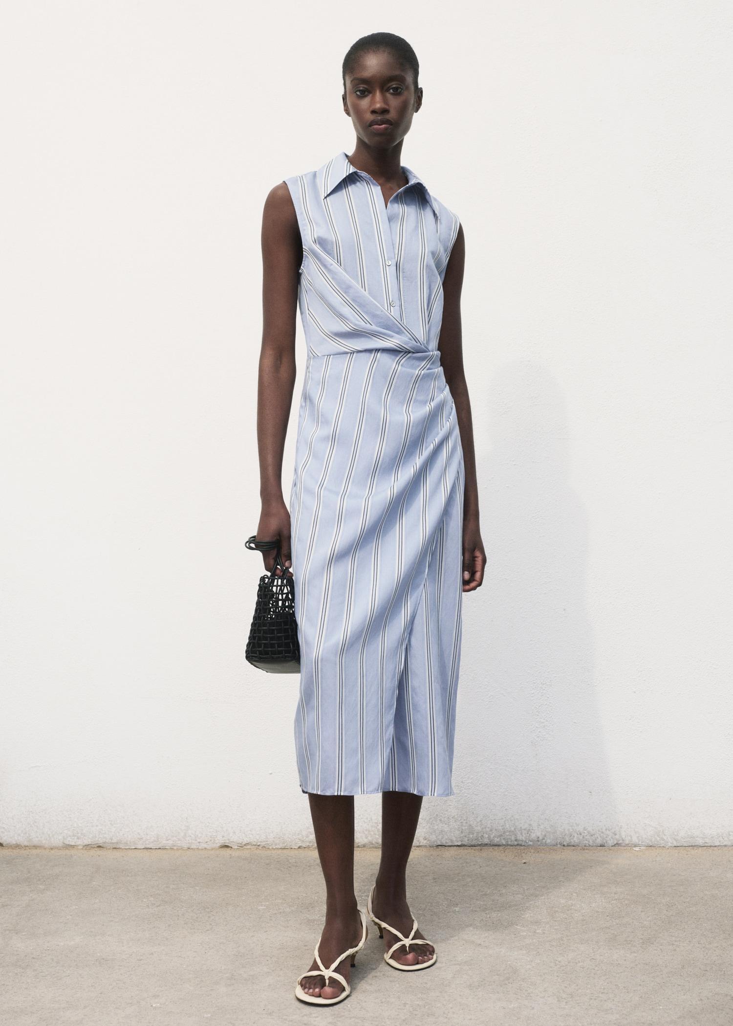 Draped shirt dress - Women | MANGO USA Product Image