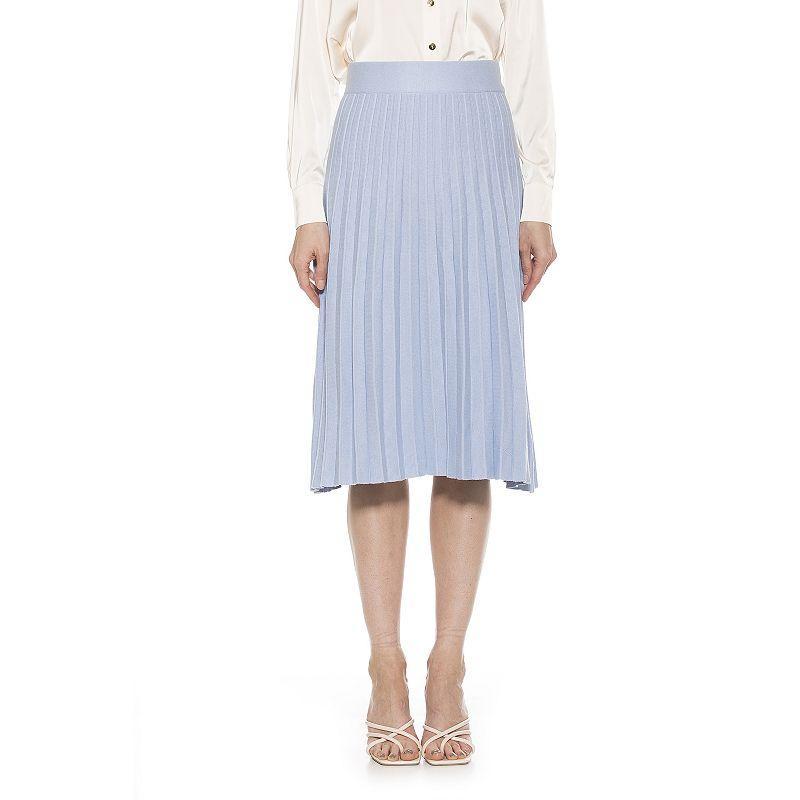 Women's ALEXIA ADMOR Eliza Pleated Knit Skirt, Size: XL, Blue Product Image