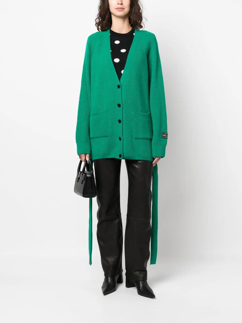MSGM Cardigan Aus Geripptem Strick In Green Product Image