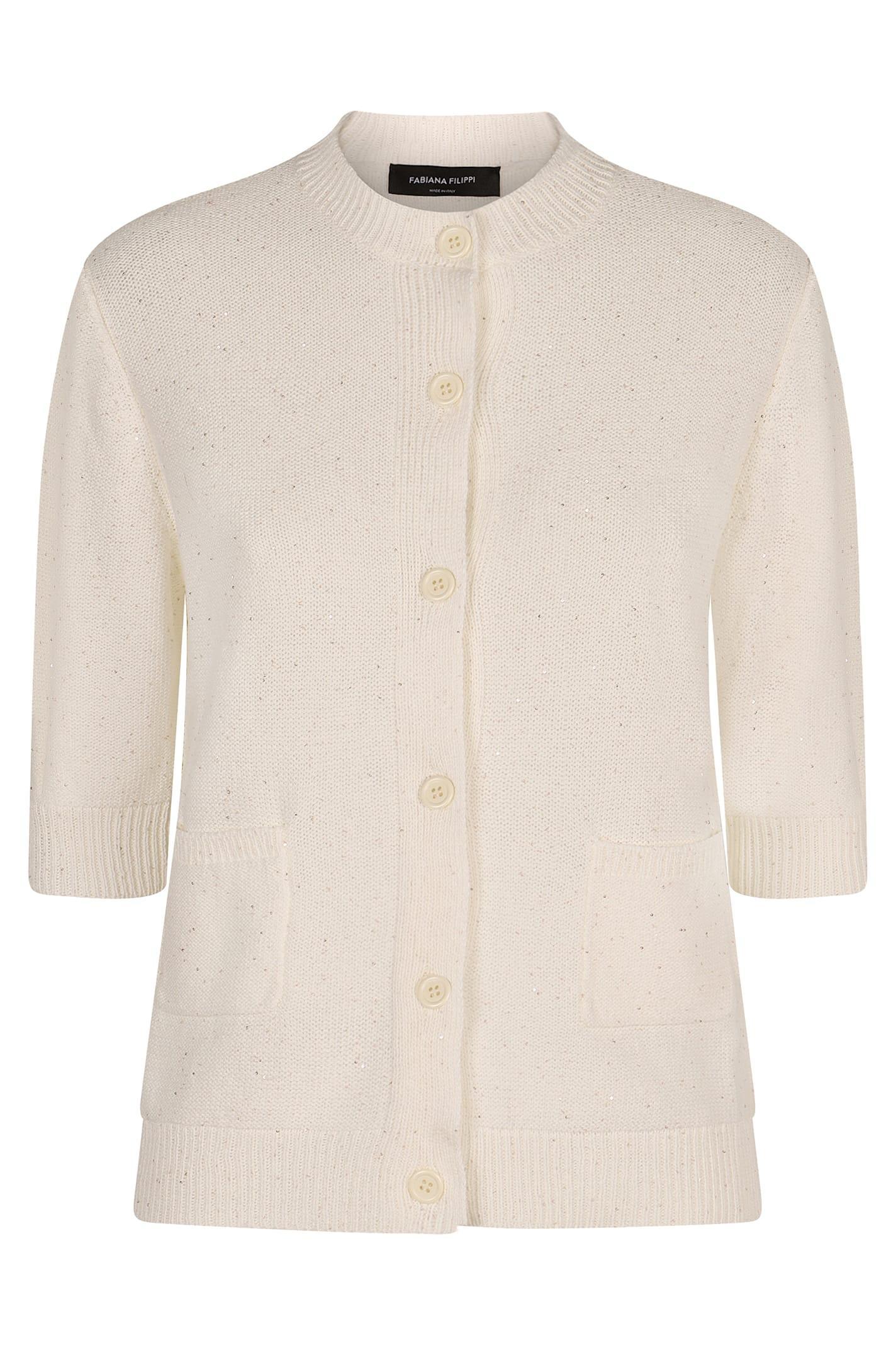 FABIANA FILIPPI Cotton And Linen Cardigan In White Product Image