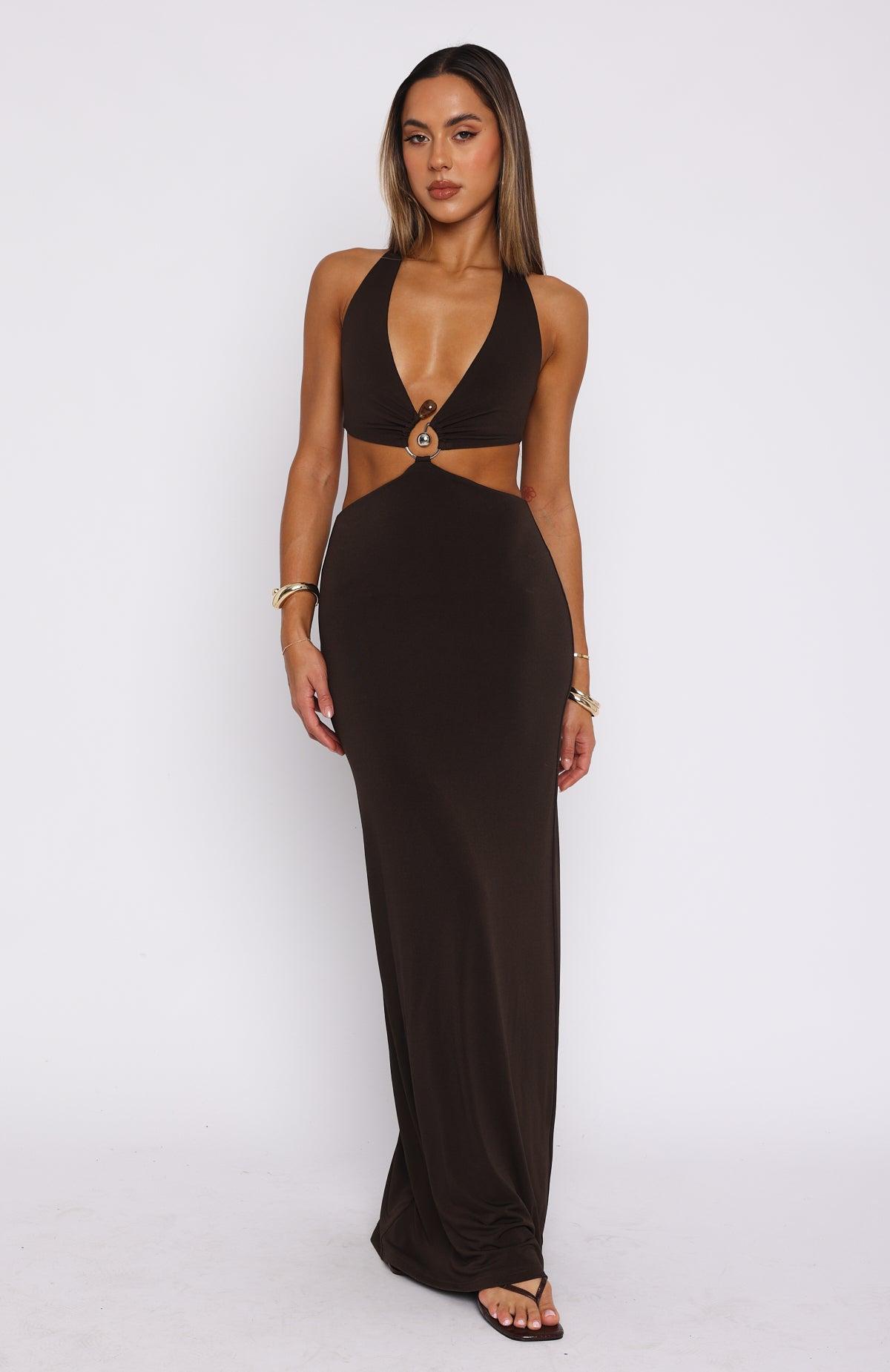 Haven't Met You Maxi Dress Chocolate Product Image