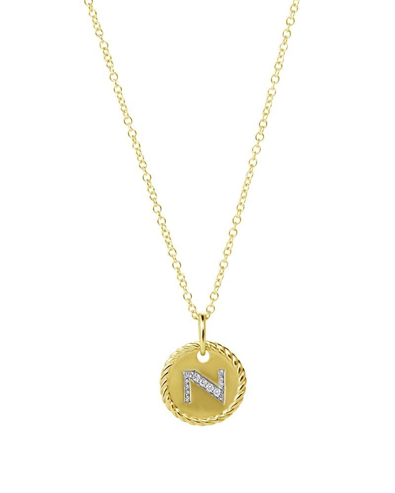 David Yurman Cable Collectibles Initial Pendant with Diamonds in Gold on Chain, 16-18 Product Image