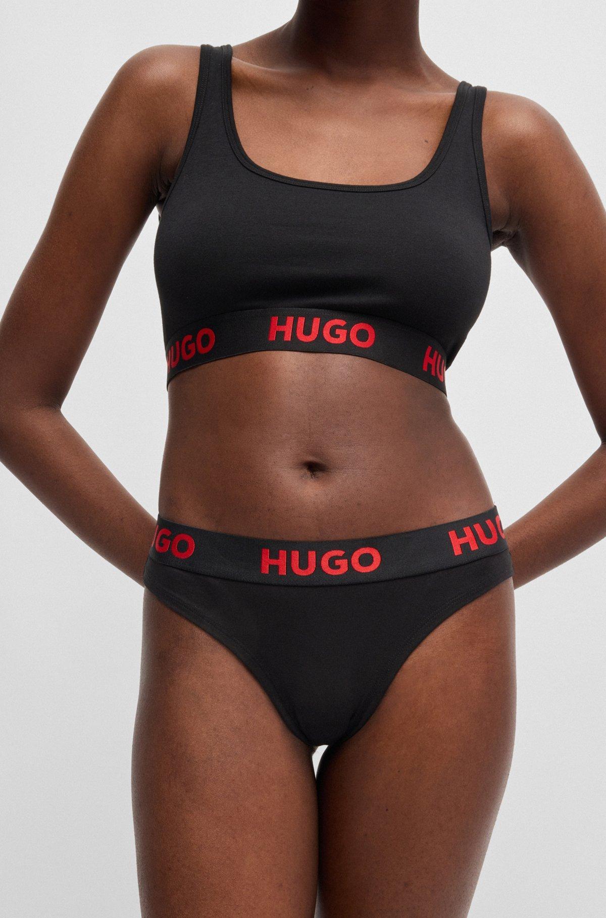 Stretch-cotton thong with logo waistband Product Image