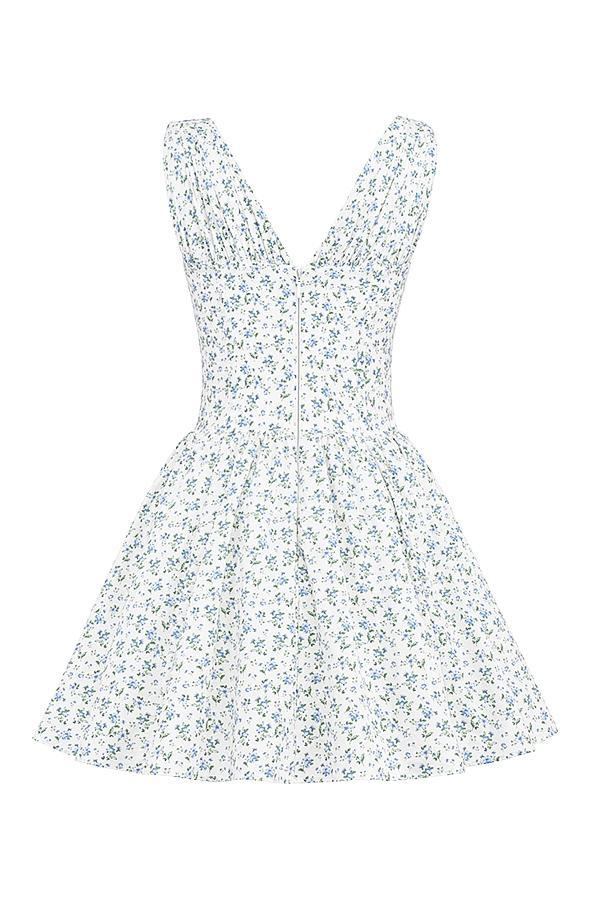 Fabrizia  white bluebell print corset mini dress Product Image