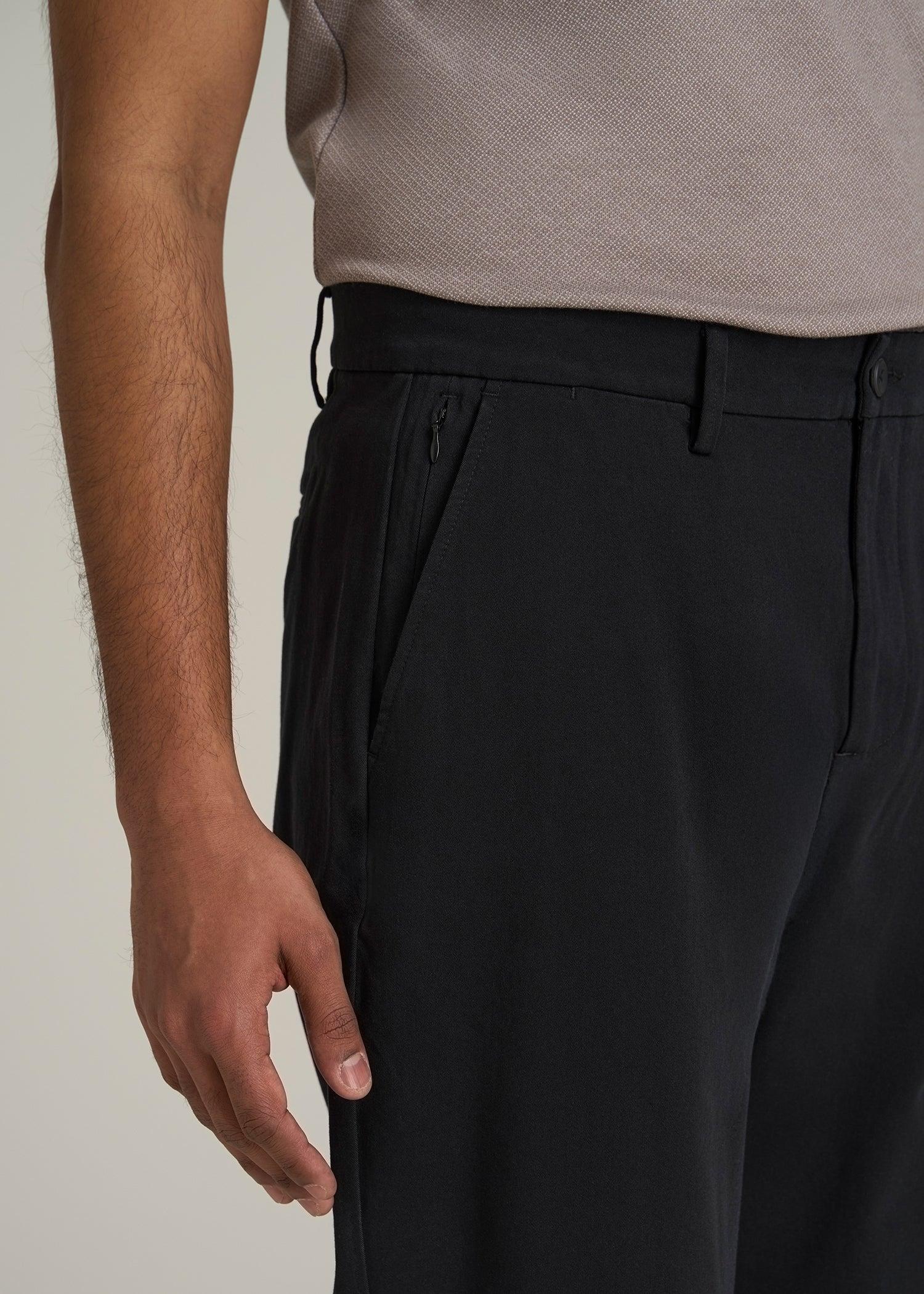 4 Way Stretch Commuter RELAXED Chino Pants for Tall Men in Black Product Image