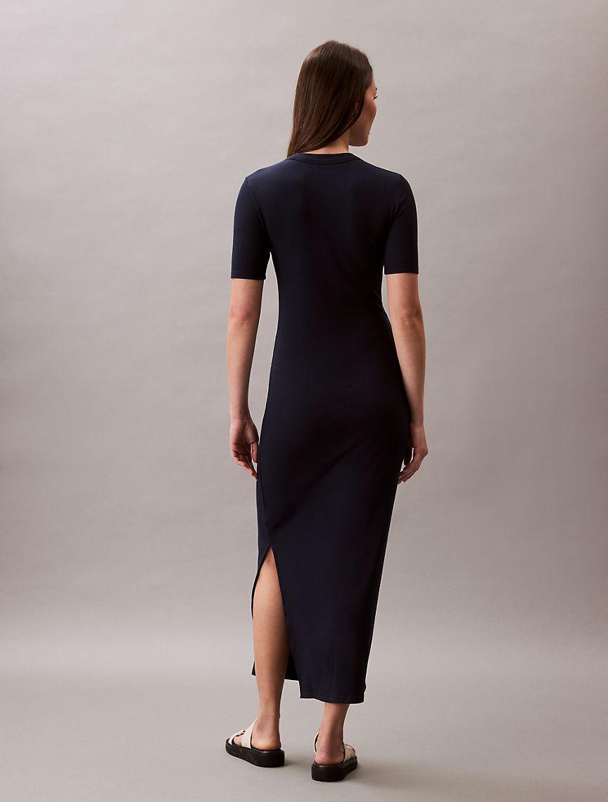 Calvin Klein Womens Modal Stretch Rib Midi Dress - Red Product Image