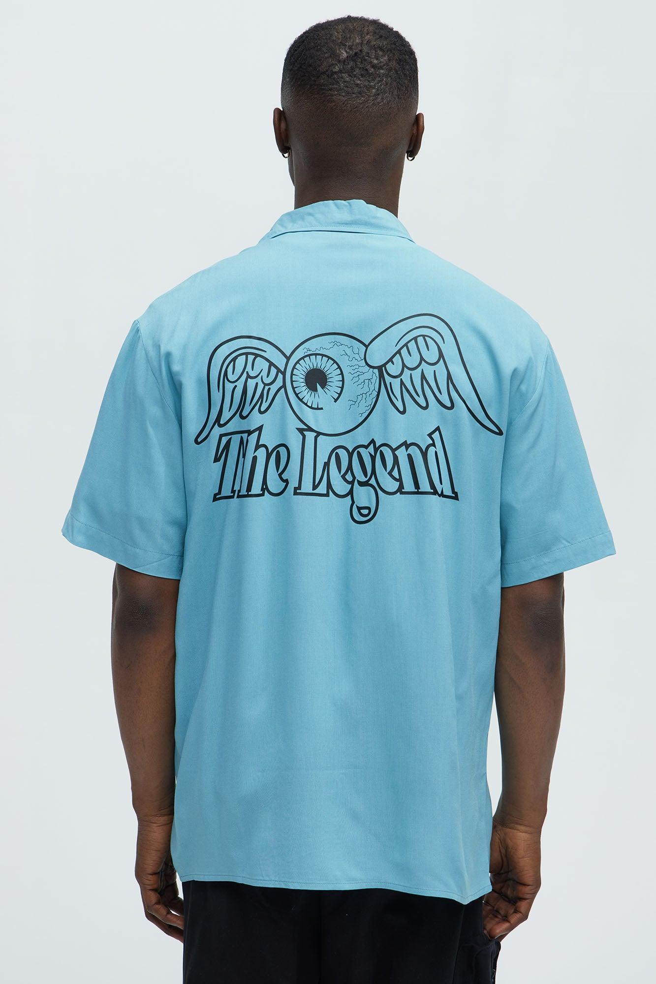 The Legend Von Dutch Short Sleeve Button Up Shirt - Blue Product Image