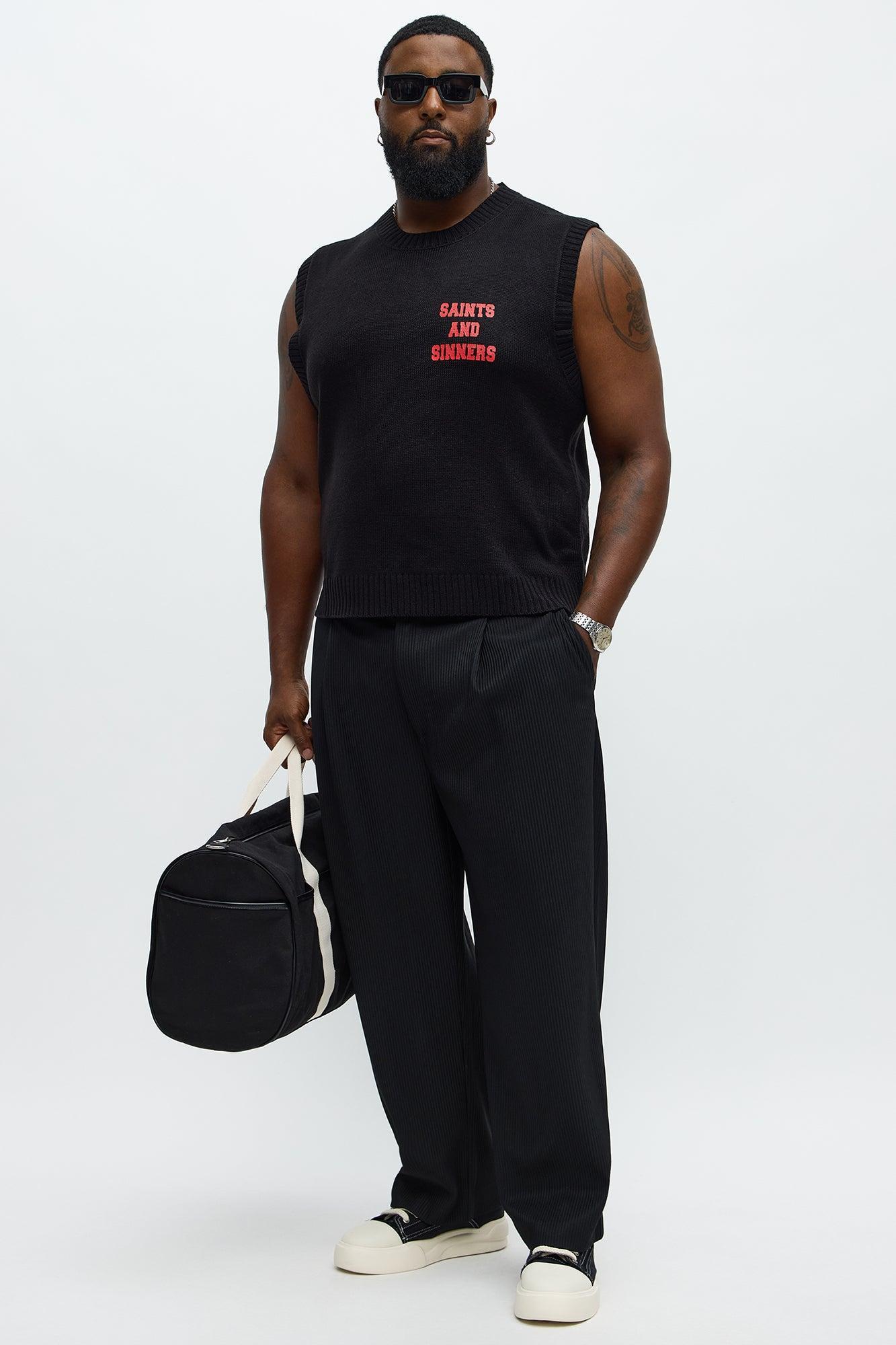 Show Up Straight Pleated Trousers - Black Product Image