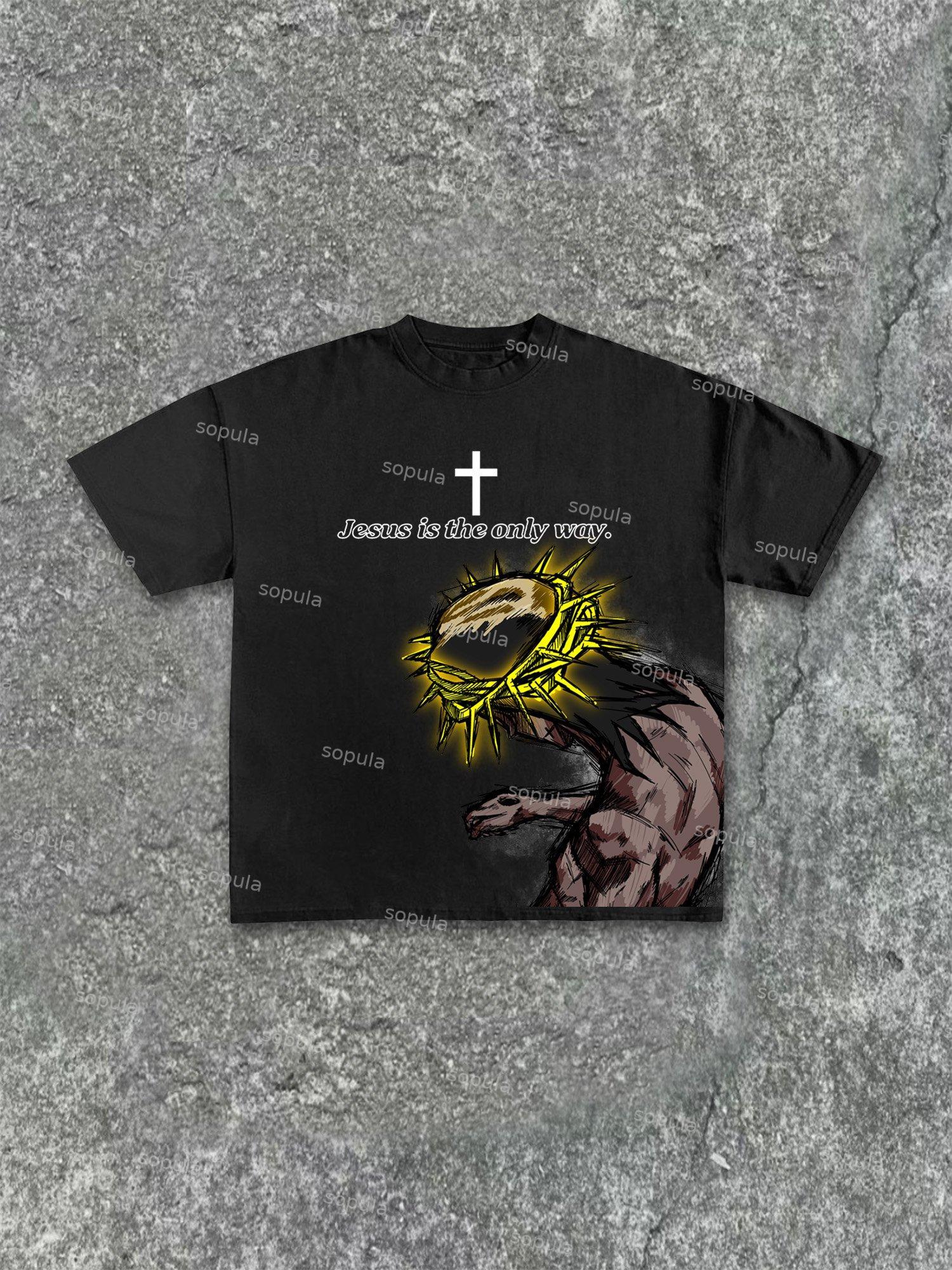 Jesus Is The Only Way Graphic Cotton T-shirt Product Image