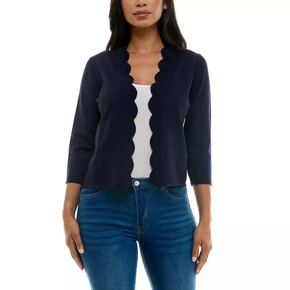 Women's Nina Leonard Scallop Hem Bolero Cardigan, Size: XL, Nina Red Product Image