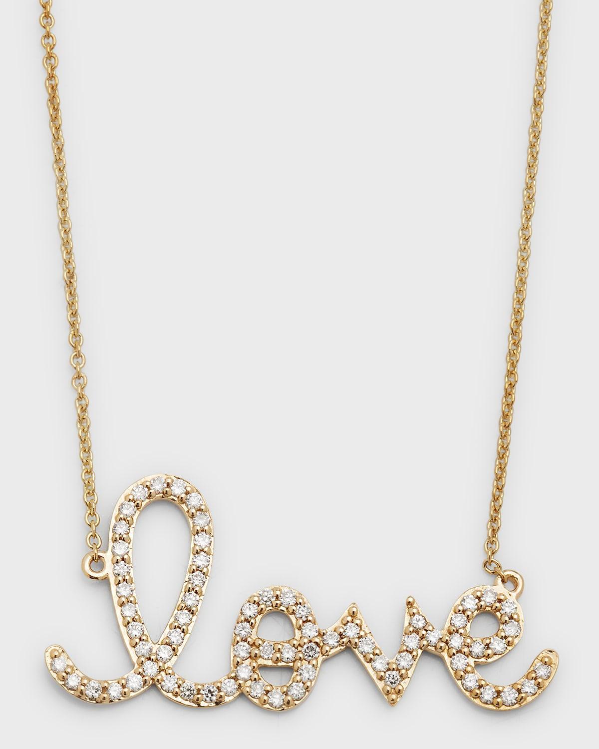 Large 14k Yellow Gold & Diamond Love Necklace Product Image
