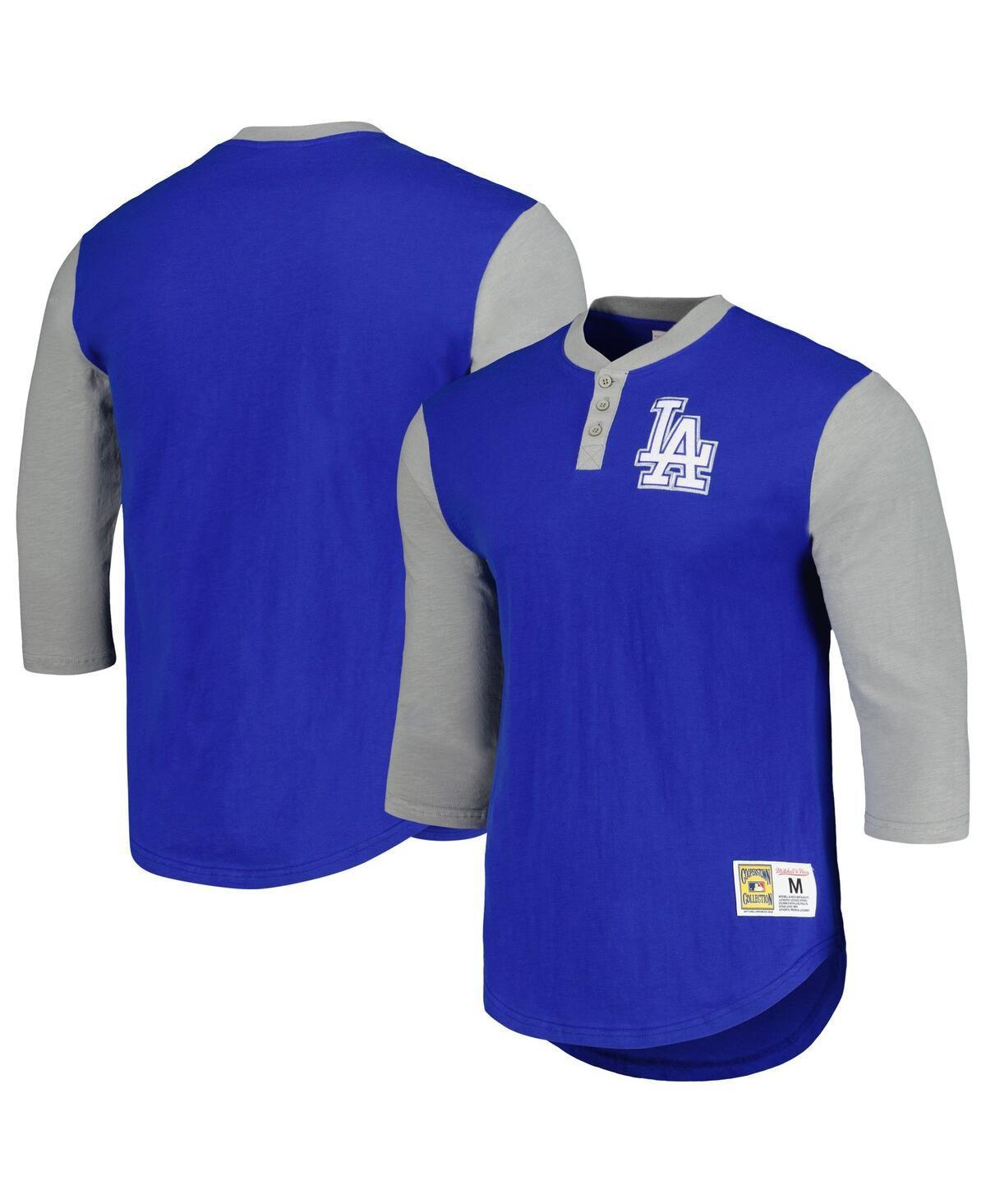 Mens Mitchell & Ness Royal Los Angeles Dodgers Cooperstown Collection Legendary Slub Henley 3/4-Sleeve T-Shirt Product Image