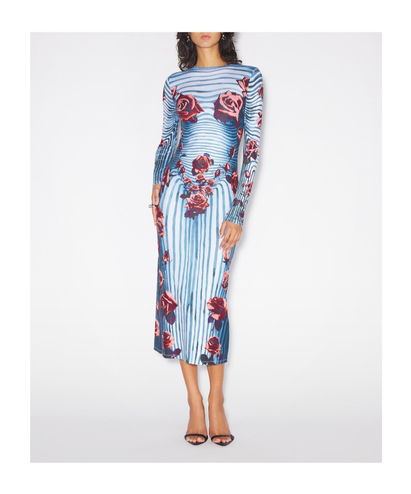 JEAN PAUL GAULTIER Floral Jersey Midi Dress In Blue Product Image