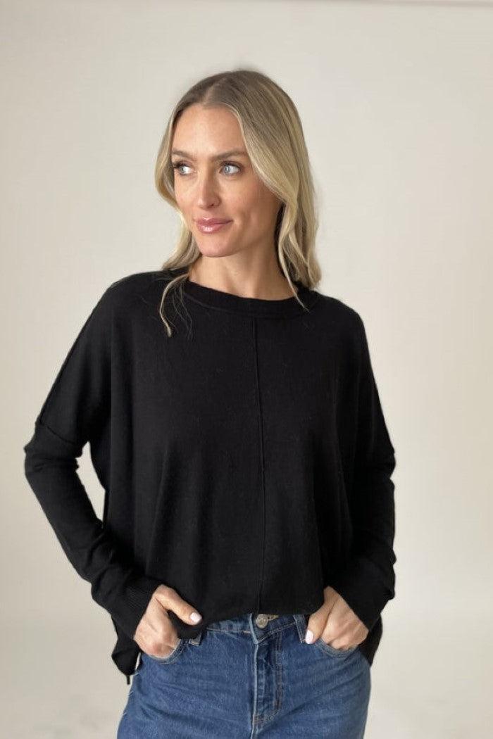 Crew Neck Center Seam Sweater | Devon Product Image