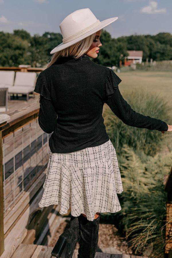 Fashionably Late Ruffle Top in Black Product Image