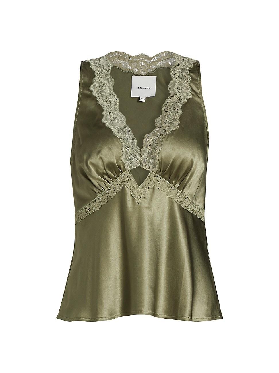 Womens Aliceyn Lace-Trim Silk Top Product Image