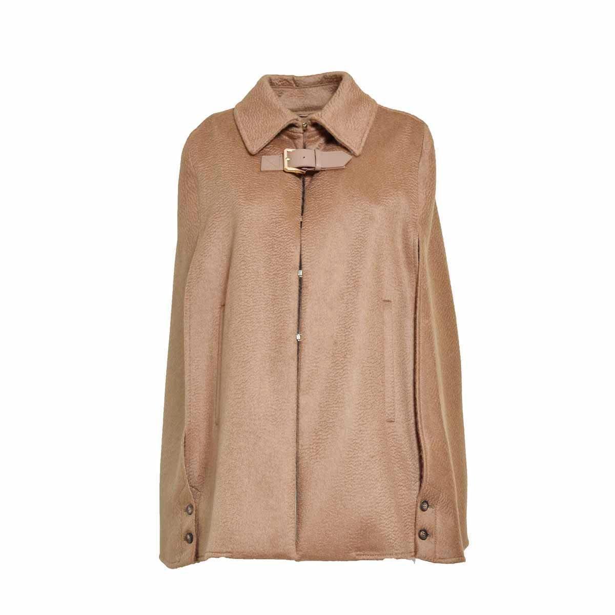 MAX MARA Buckle Detailed Oversized Poncho In Cammello Product Image