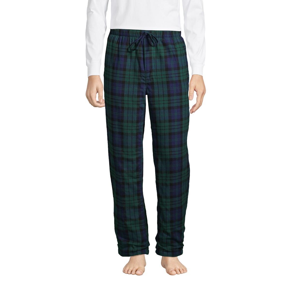 Big & Tall Lands End Plaid Sherpa-Lined Flannel Pajama Sleep Pants, Mens Product Image