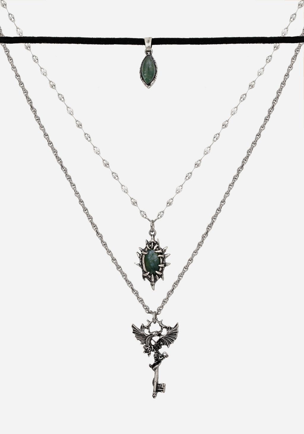 Petra Dragon Key Layered Necklace Product Image