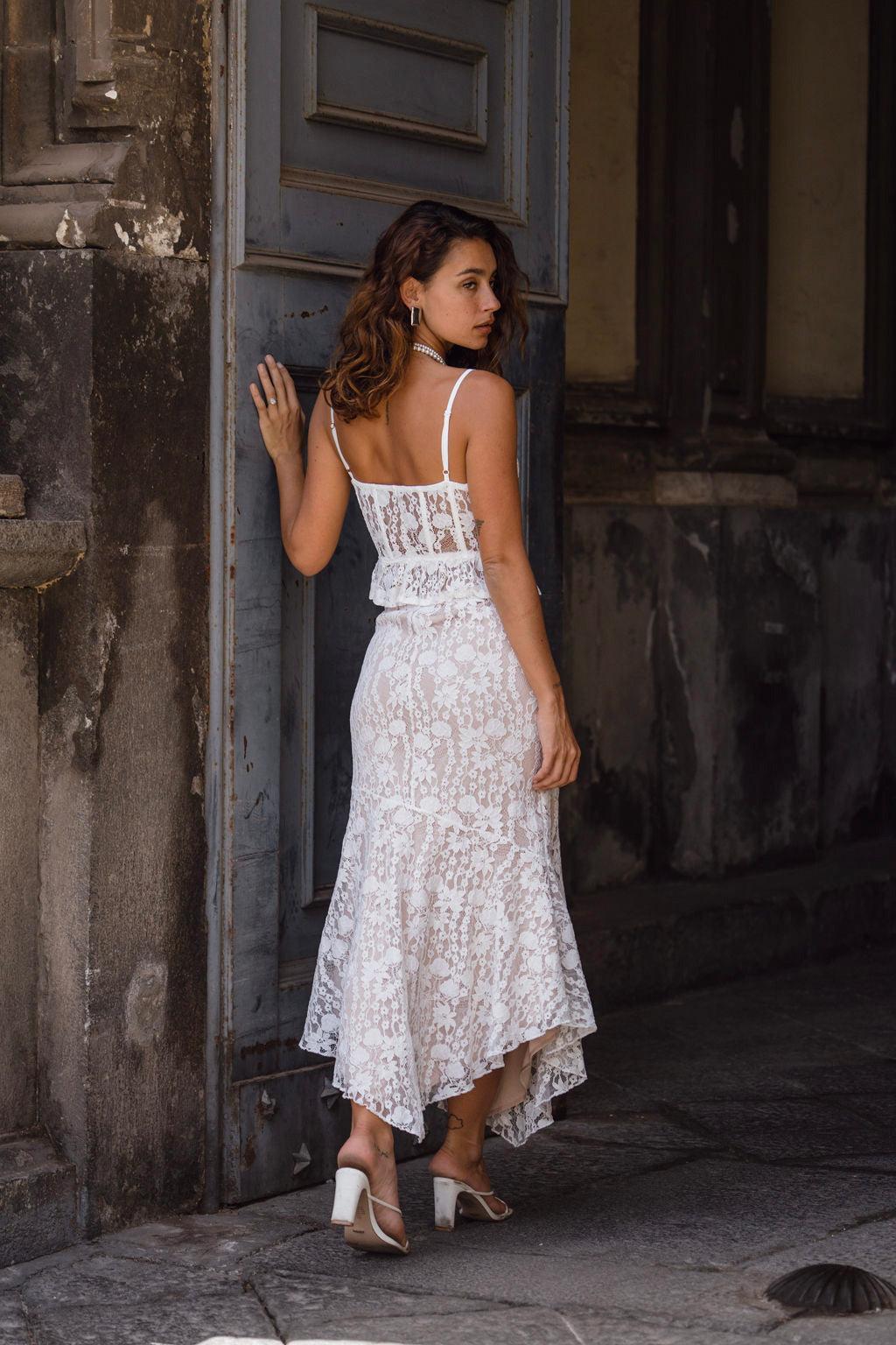 Rosemary White Lace Bustier Top Product Image