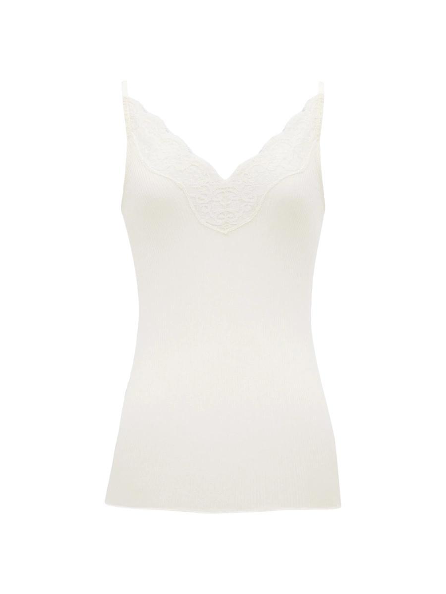 Womens Laced Tank Top in Ribbed Silk Jersey Product Image